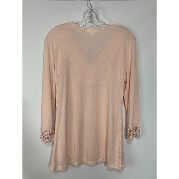 Shannon Ford New York Womens Sweater V Neck Circle Quarter Sleeve Pink Medium - Picture 2 of 8